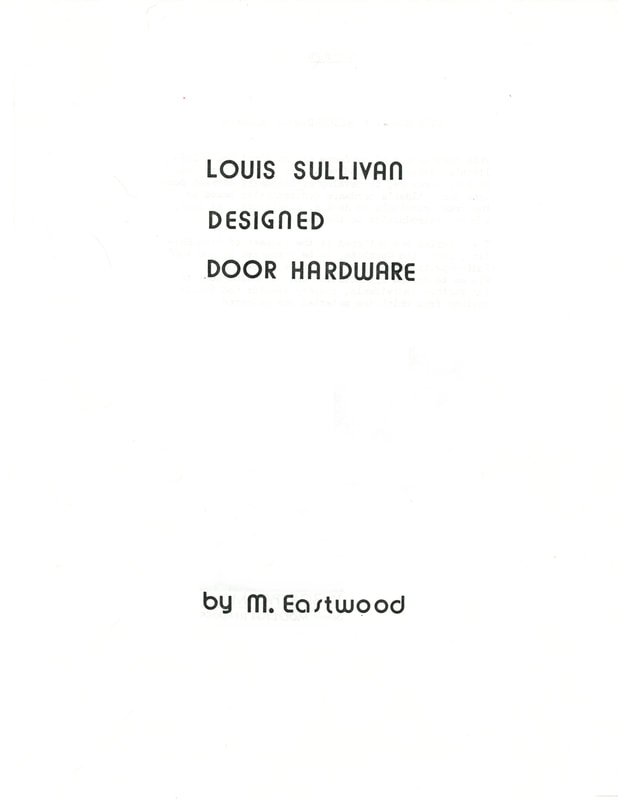 Louis Sullivan Designed Door Hardware cover