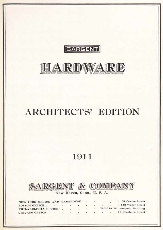 Sargent Hardware: Architects’ Edition cover