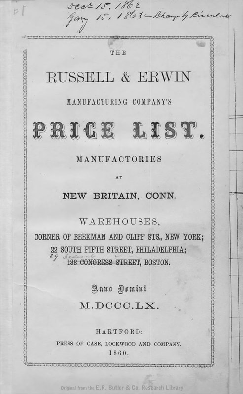 The Russell & Erwin Manufacturing Company’s Price List cover